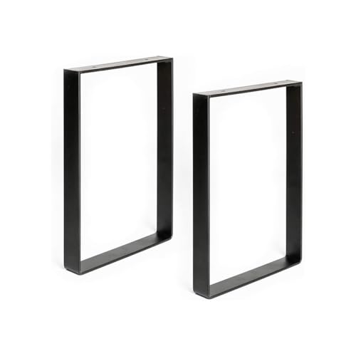 Rei - Juego de 2 Patas para Mesas de Centro Estilo Industrial - De Acero - 250 x 40 x 350 mm - Acabado en Negro Poro - Soporta hasta 250 kg - No Incluye Tornillos