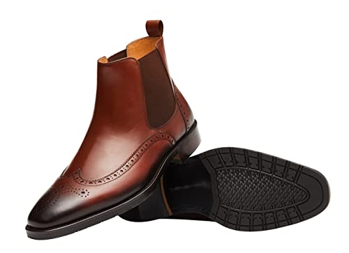 Image of Santimon Men's Chelsea Boots Leather Formal Dress Boots For Men Business Casual Wingtip Ankle Boots