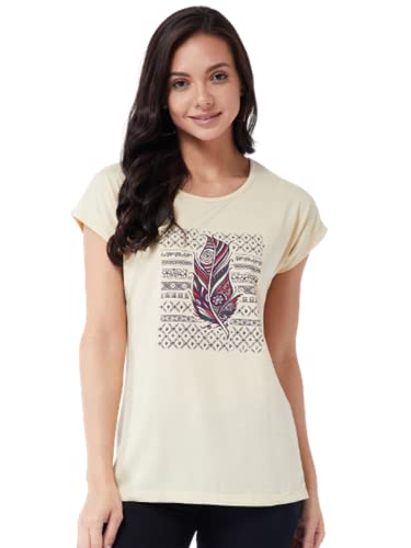 Image of Modeve Women Printed Cotton Blend Half Sleeve Round Neck T-Shirt for Summer
