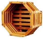 Cesta de orquídea Vanda con listones de madera, cedro, octogonal de 8 pulgadas con colgador de 20 pulgadas.