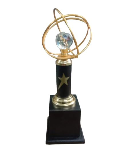 KKSM - Golden Winner Single Diamond Glass Trophy with Wooden Base – Leadership, Business Service & Corporate Employee Recognition Award, Promotional Event Trophy (Gold, Small)-image-4