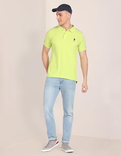 Image of U.S. Polo ASSN. Solid Regular Fit Polo T Shirts for Men - 100% Cotton, Half Sleeves Mens Tshirt