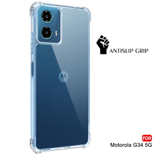 Image of TheGiftKart Crystal Clear Back Cover Case for Motorola Moto G34 / G45 5G | Shockproof Soft TPU Case | Cushioned Edges for Ultimate Protection Back Cover Case (TPU, Transparent)