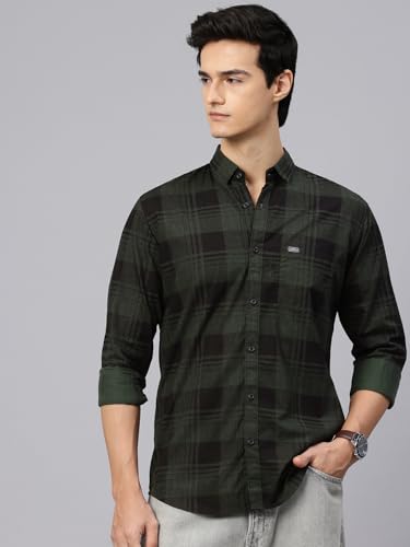 Image of Majestic Man Stylish Slim Fit Cotton Spread Collar Checked Casual Shirt