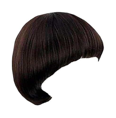 OYSRONG Women Men's Short Black Full Bang Hairstyle Straight Wig, Cosplay Heat Resistant Fibre Wig
