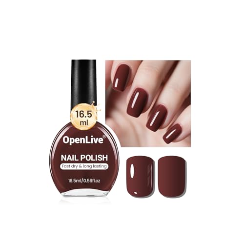 OpenLive 16.5ml Brown Nail Polish Large Volume Quick Drying Nail Polish Fast Drying and Long Lasting Color Nail Art DIY Home Manicure Gift for Women