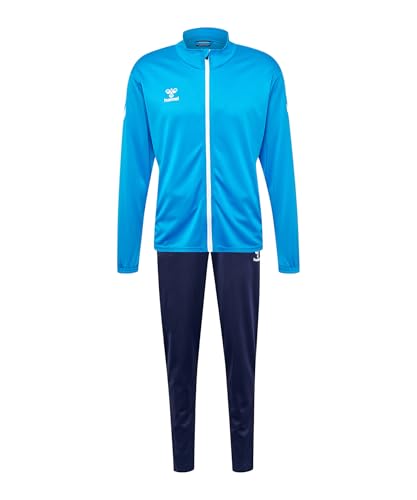 hummel Herren Trainingsanzug hmlLOGO Suit Zweiteiler Sportanzug, Farben:Dunkelblau-Hellblau, Größe Hosen:L