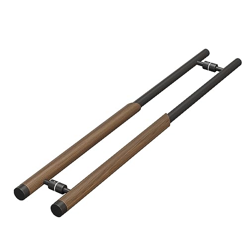 Poignée de porte en verre barre d'appui en bois H quincaillerie moderne 100 cm - 2
