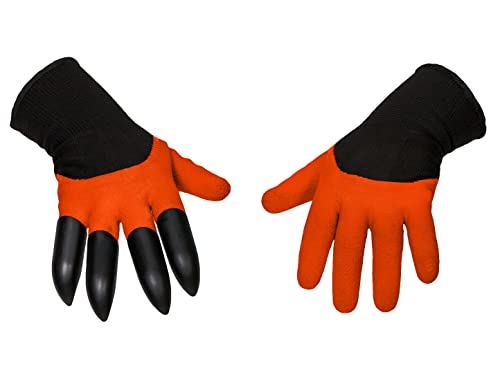 MIVOS Gardening Gloves with 4 Claws on the Right Hand - Waterproof Gloves for Gardening - Work Gloves for Men and Women - One Size Fits All - 1 Pair