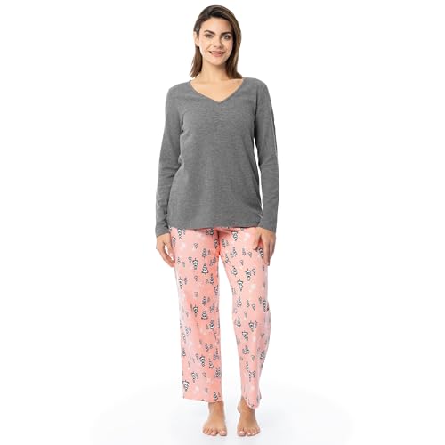 Pyjama flanelle femme ensemble de nuit chaud gris et pantalon sapin