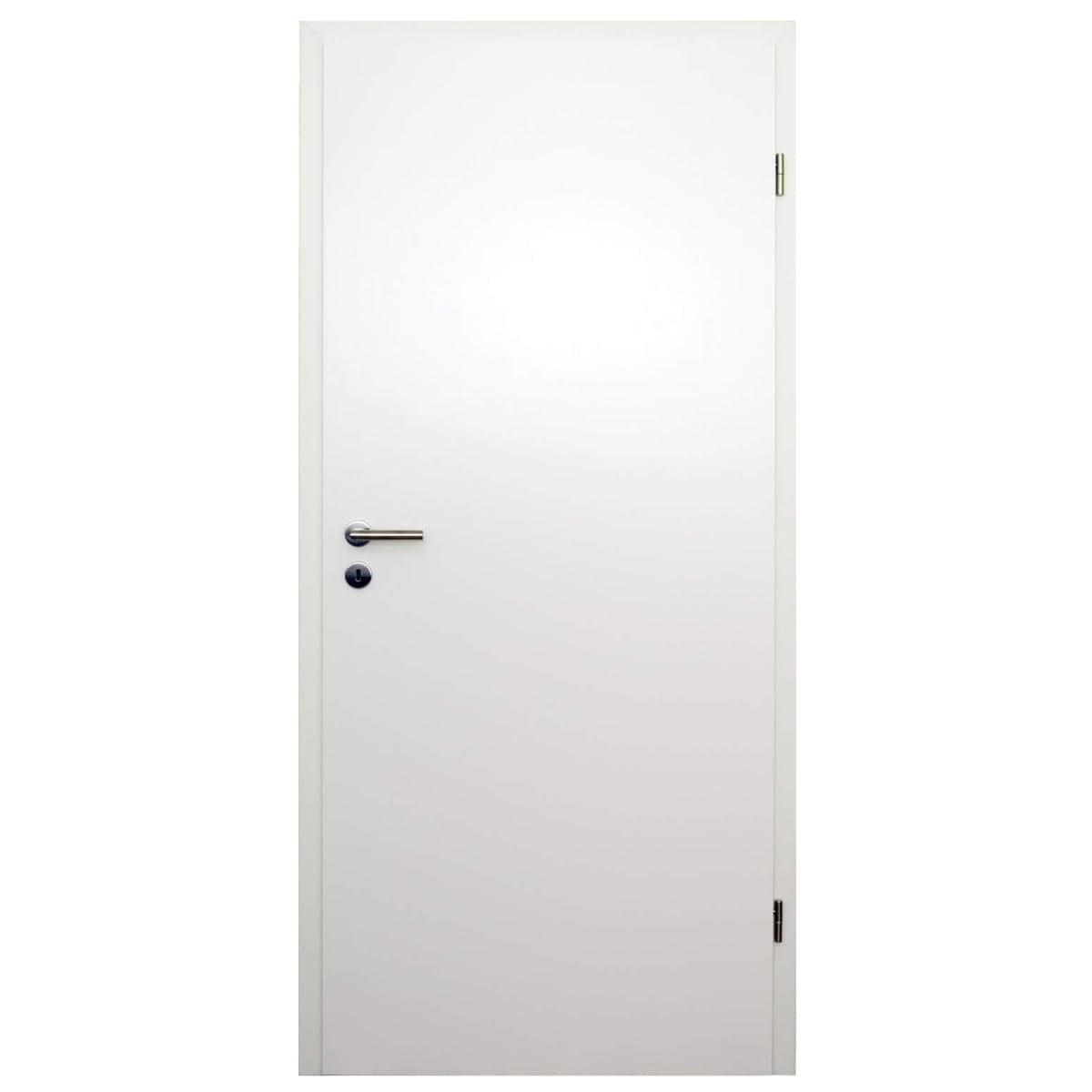 HORI Zimmertür Komplettset mit Zarge und Türdrücker I Innentür CPL Weiß I Höhe 198,5 cm I Anschlag, Breite und Wandstärke wählbar - DIN rechts - 1985 x 860 x 140 mm