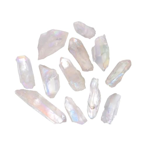 ROCKING GIFTS Puntas de Aqua Aura Blanca en Bruto (250gr) - Cristales de Cuarzo Natural - Piedras Preciosas