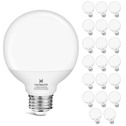Image of 20 Pack Bathroom Light Bulbs 60W Equivalent 5000K Daylight E26 Globe Bulbs | G25 LED Vanity Light Bulbs Over Mirror, CRI85+ Eye-Friendly, Round Bulb for Makeup Mirror, 120V, 5W, 500LM, Non-Dimmable