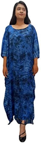 Cool Kaftans Chic Tye Dye Multi-Coloured Kaftan Plus Ladies Womens Long Full Length Round Neck Beach Abstract Batik Red