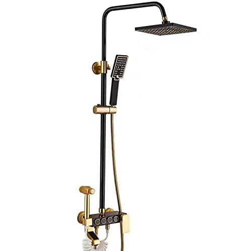 Soffione doccia a pioggia ad alta pressione e doccetta portatile con pulsante di controllo a 4 funzioni, doccia da bagno ad alta portata con braccio di estensione regolabile in altezza/angolazione