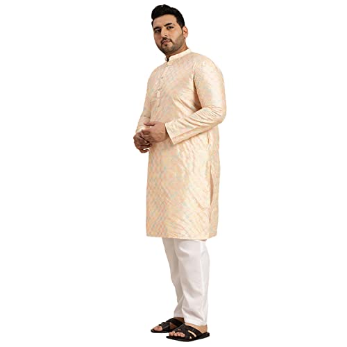 Sojanya Plus (Since1958) Men's Silk Blend NavyBlue Kurta with Multi Color embroidery & White Pyjama2