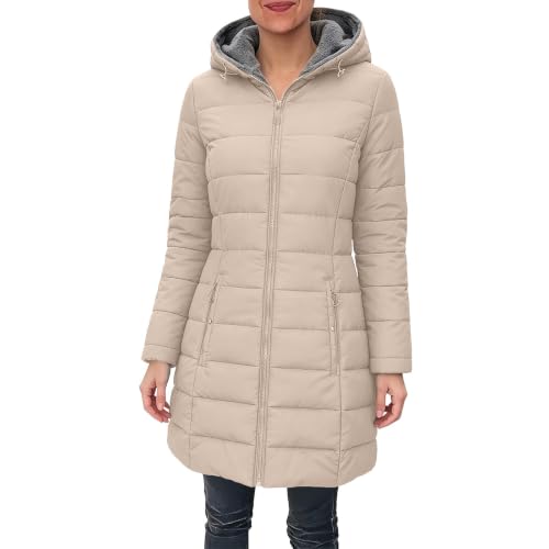 Women Winter Puffer Coat Sherpa Fleece Liend Long Quilted Jacket with Hood - image 5