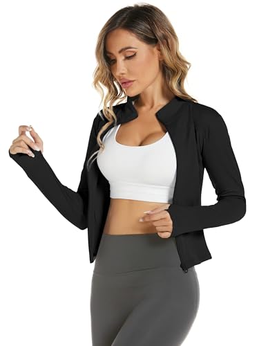 Laufjacke für Damen Bkul atmungsaktive Langarm Sportjacke zum Laufen