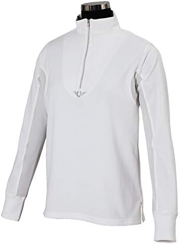 TuffRider Women's Ventilated Technical Long Sleeve Sport Shirt with Mesh, White, 3X