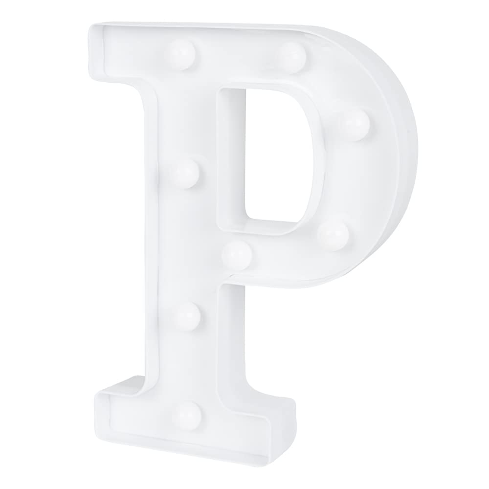 Restaurantware White Led Marquee Letter P Sign, 5.8 x 1.2 x 8.7 In