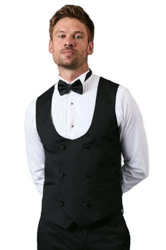 Burton Black Slim Fit Tuxedo Suit Waistcoat, Xl, Black
