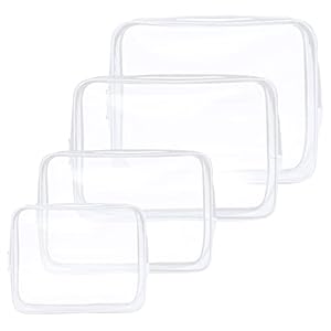 Clear Toiletries Bag, 4 Pack PVC Waterproof Toiletries Carry Pouch, TSA Approved Travel Toiletry Bag with Zipper, Multi-Size Cosmetic Makeup Bags for Women and Kids – Travel Business