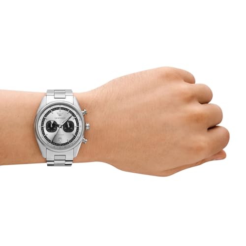 Image of Emporio Armani Watch for Men, 2 sub dial Chronograph Movement and 43mm Case Size with Stainless Steel, Leather or Silicone Strap, Black and Silver Tone, 42MM, Sports