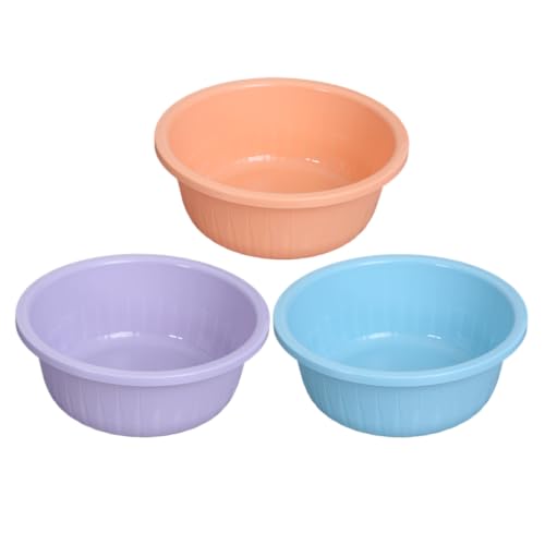 Pack de 3 lavabos de plástico redondo con acabado brillante para baño