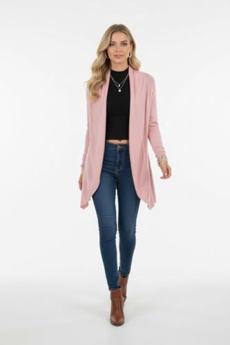 Image of ToBeInStyle Womens Open Front Long Sleeve Lightweight Asymmetrical Draped Cardigan with Side Pockets