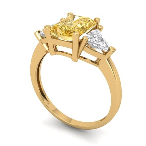 2.82 ctw Emerald Cut Solid Gold Engagement Ring for Women - 14K Yellow Gold - Natural Citrine Wedding Promise Ring for Her2