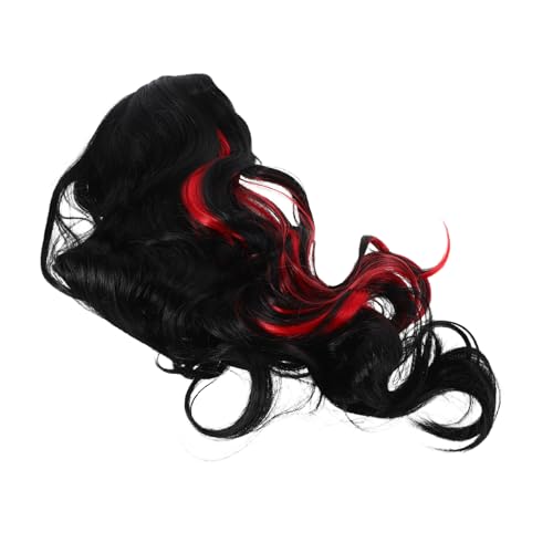 Perruque synthétique longue ondulée noire et rouge aspect réaliste femme