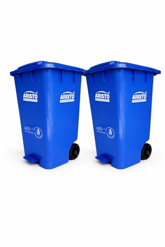 Image of ARISTO Plastic Wheel Pedal Garbage Waste Dustbin 65 LTR BLUE&BLUE (COMBO)
