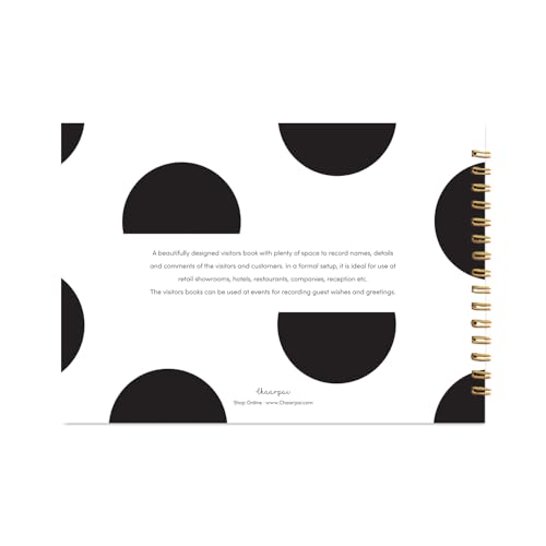 Image of Visitor Book - 8 x 12 Inches | Big Polka Dots Wire Bound Guest Register for Hotels, Offices, Exhibitions, Boutiques & Business Use | Medium Size Visitor Log Book for Reception & Front Desk
