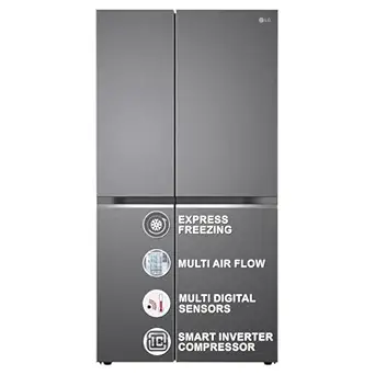 LG 655 L Frost-Free Smart Inverter Double Door Side-By-Side Refrigerator (2023 Model, GL-B257HDSY, Dazzle Steel, Express Freeze | Multi Air-Flow)