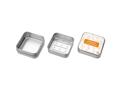 Image of Babo Botanicals Shampoo Solid Bar 2-1 Holder, Travel Case with Lid, Shower Tray with Draining Layer; Aluminum Case for Shampoo or Soap, TSA