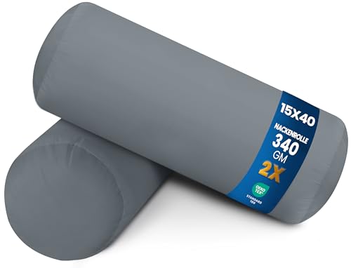 Utopia Bedding Nackenrolle 2er Set, 15x40 cm Kissenrolle Knierolle Zierkissen Sofakissen (Grau)