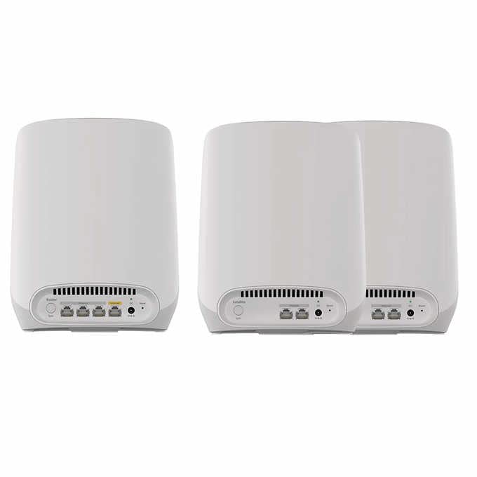 NETGEAR Orbi Tri-Band Wi-Fi 6 Mesh System RBK763S Router with 2 Satellite Extenders (Coverage up to 7,500 sq. ft, 75 Devices, AX5400 Up to 5.4Gbps)