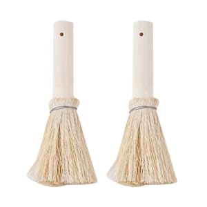 ZONSHJDKR Holzgriff Reinigungsbürste Beige 2er-Pack