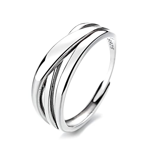 Anillo vintage de plata de ley S925 para mujer, metal precioso, sin piedra preciosa, Metal, Sin piedras preciosas Cover