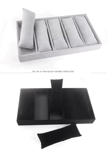 Image of 5 Pillow Tray Grey Velvet Jewellry Drawer Organizer Stackable Tray
