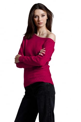 Image of Minnie Rose Womens Long Sleeve Off The Shoulder Cotton Cashmere Pull Over Sweater