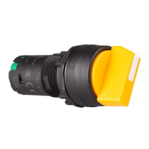 CP2S-2E10Y, 22mm maintained 2 Position selector, Unibody, IP66 Short Lever, Push in Wiring, 120V 8A, 1NO, Yellow