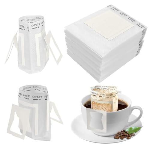 Image of LUVINA Coffee Filter Bag, Coffee Filters Paper Bag, Pour Over Coffee Filter Bag for Coffee Dripper and Drip Coffee Maker, Disposable Natural Unbleached (50, Coffee Filter Bag)
