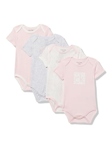 Image of Calvin Klein Baby Girls' 4-pack Short Sleeve Onesies Bodysuits