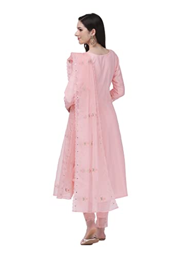 Trendmalls Women's Cotton Embroidery Salwar Suit Set Kurta Pant with Dupatta