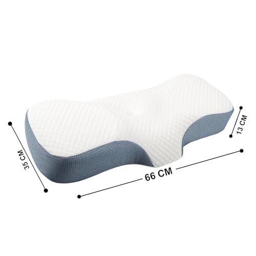 Image of PRIME PICK Spine Soothie Memory Foam Orthopedic Pillow Neck Protection Slow Rebound Pillows Health Care Slow Rebound Neck Pillows for Side, Back & Stomach Sleepers (White)