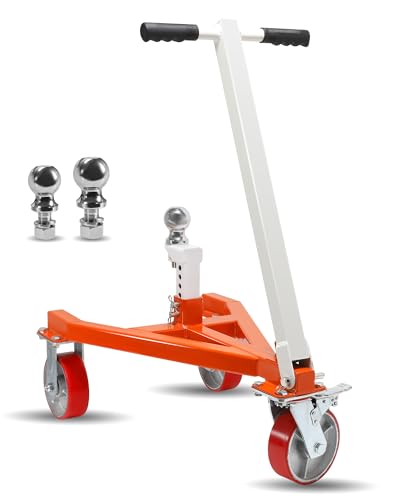 Krysolad Trailer Dolly 3500 lb Tongue Weight Trailer Mover with 2 in & 2-5/16 in Ball Angle Adjustable Suitable for RV Boat Motorcycle Jet Ski