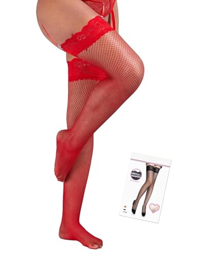 comeondear Bas Autofixants Femme Sexy Grande Taille Bas pour Porte-Jarretelles avec Silicone Résille Dentelle Chaussettes en Filet de Nylon 20 DEN Noir Blanc...