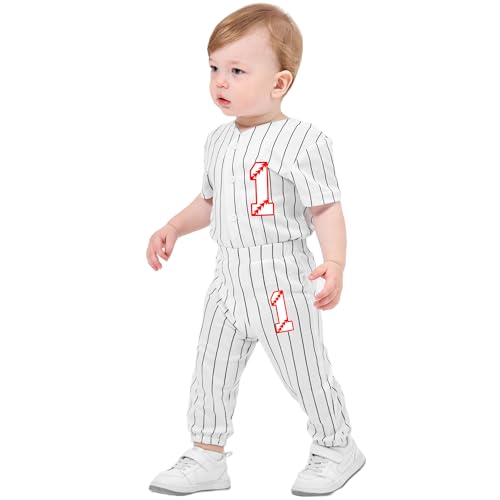 Toddler Boys Birthday Outfit Baseball Jersey and Pants 2pcs 1-6 Years Old Stripe Softball Shirt Summer Clothes3
