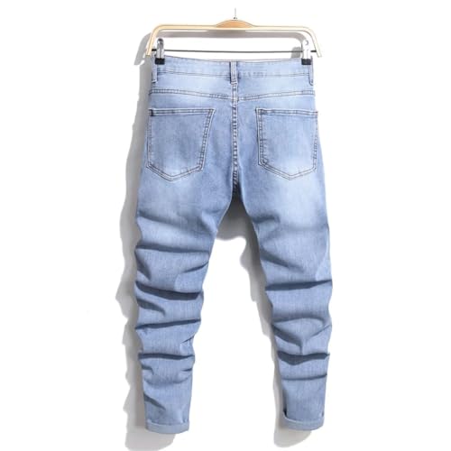 Men Patch Skinny Jeans Pants Street Style Slim for Men's Biker Denim Trousers2